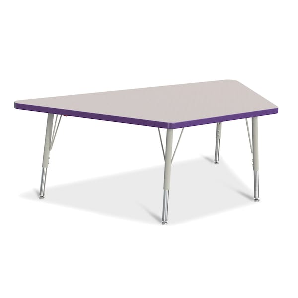 Jonti-Craft Berries Trapezoid Activity Tables, 30 in. x 60 in., E-height, Freckled Gray/Purple/Gray 6443JCE004 - main